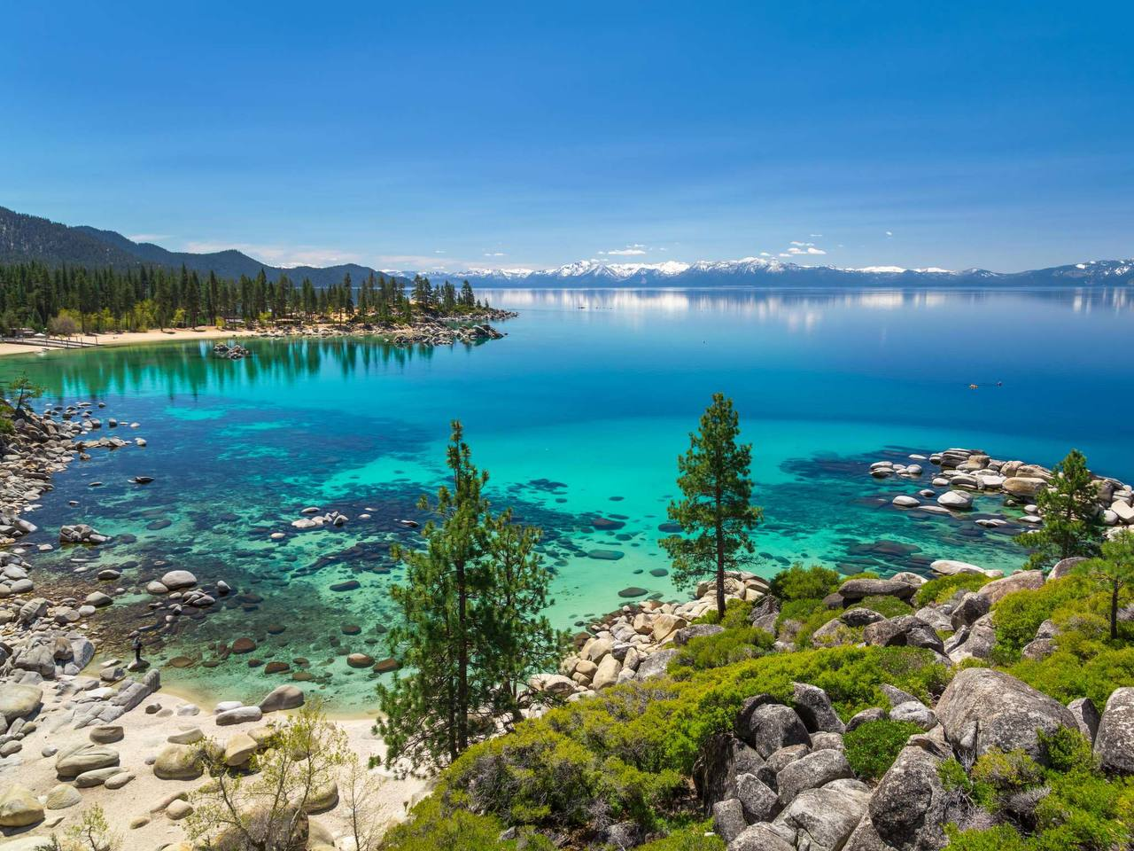 Lake Tahoe’s turquoise water and the Eastern Sierra