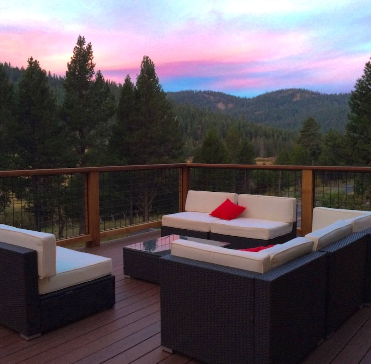 Villa deck at sunset, Eastern Sierra